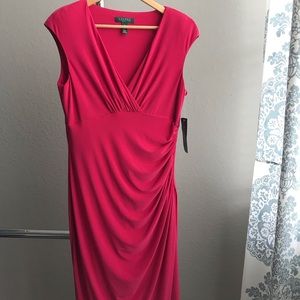 NWT Ralph Lauren Matte Jersey Dress Hot Coral 12